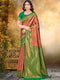 Deeva Sarees Brown and Green Silk Saree